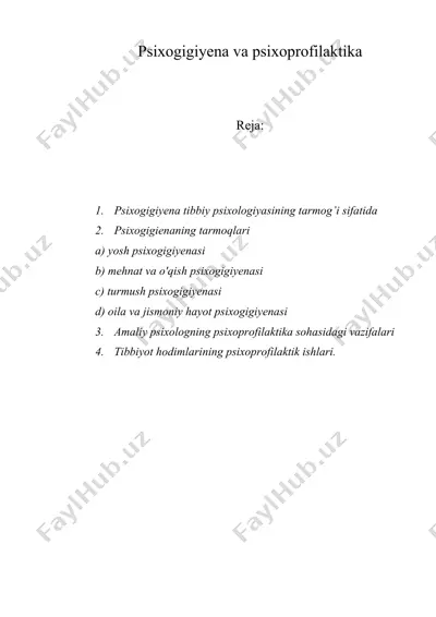 psixogigiyena va psixoprofilaktika — DOC