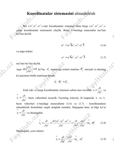 koordinatalar sistemasini almashtirish — DOC