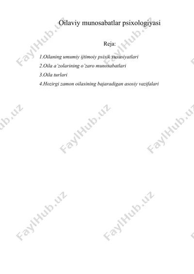oilaviy munosabatlar psixologiyasi — DOC