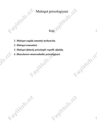 muloqot psixologiyasi — DOC