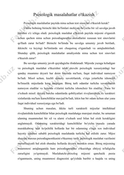 psixologik masalahatlar o'tkazish — DOC