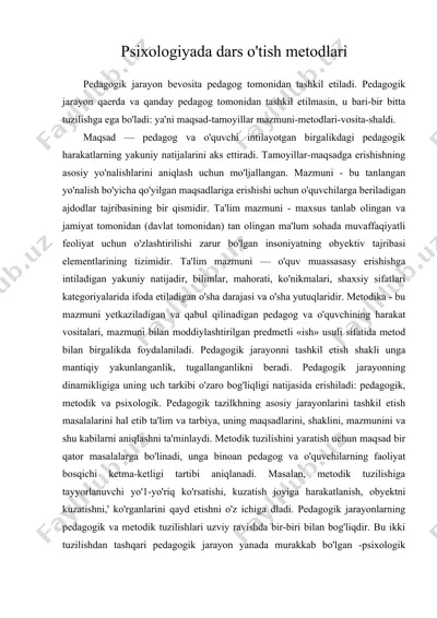 psixologiyada dars o'tish metodlari — DOC