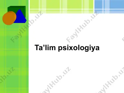 ta’lim psixologiya — PPTX