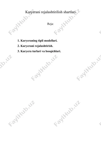 karyerani rejalashtirilish shartlari — DOCX