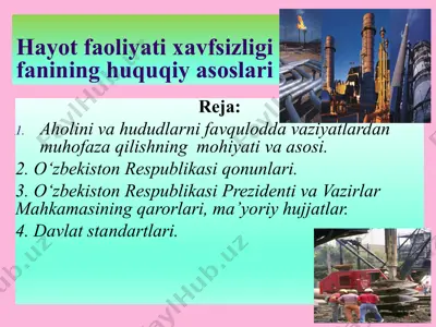 hayot faoliyati xavfsizligi fanining huquqiy asoslari — PPTX
