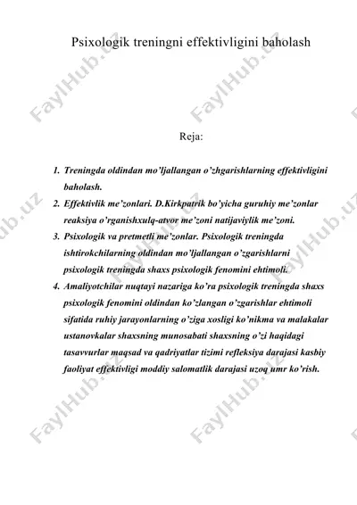 psixologik treningni effektivligini baholash — DOC