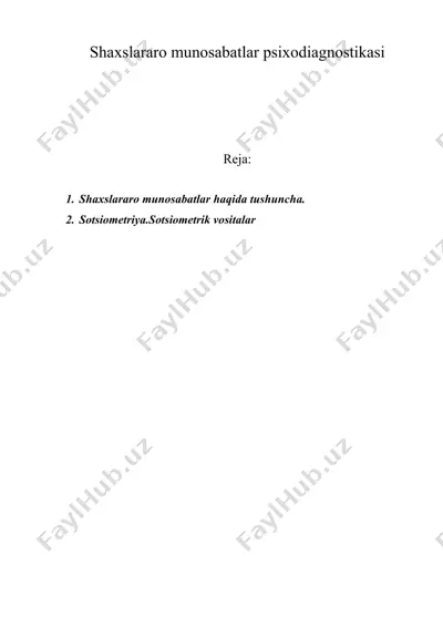 shaxslararo munosabatlar psixodiagnostikasi — DOC
