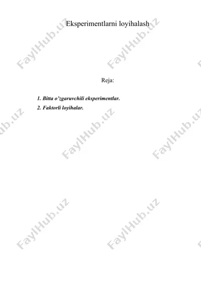 eksperimentlarni loyihalash — DOC