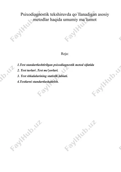 psixodiagnostik tekshiruvda qo`llanadigan asosiy metodlar haqida umumiy ma’lumot 2 — DOC