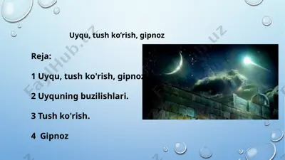 uyqu, tush ko’rish, gipnoz — PPTX