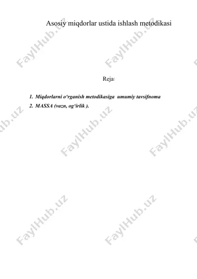 asosiy miqdorlar ustida ishlash metodikasi — DOC