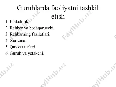 guruhlarda faoliyatni tashkil etish — PPTX