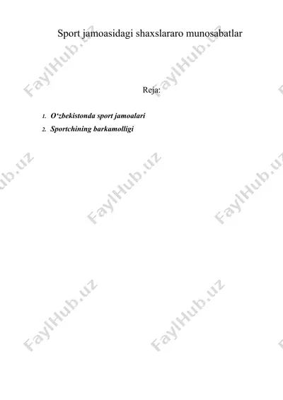 sport jamoasidagi shaxslararo munosabatlar — DOC