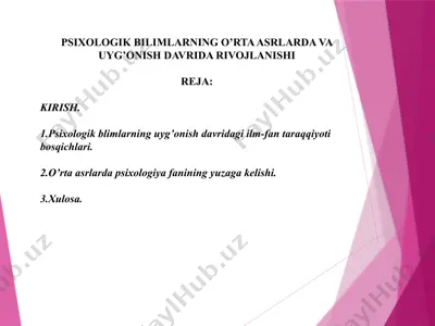 psixologik bilimlarning o’rta asrlarda va uyg’onish davrida rivojlanishi — PPTX