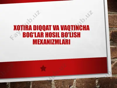xotira diqqat va vaqtincha bog'lar hosil bo'lish mexanizmlari — PPTX