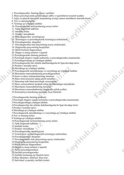 psixologiya fanidan savolnoma — RTF