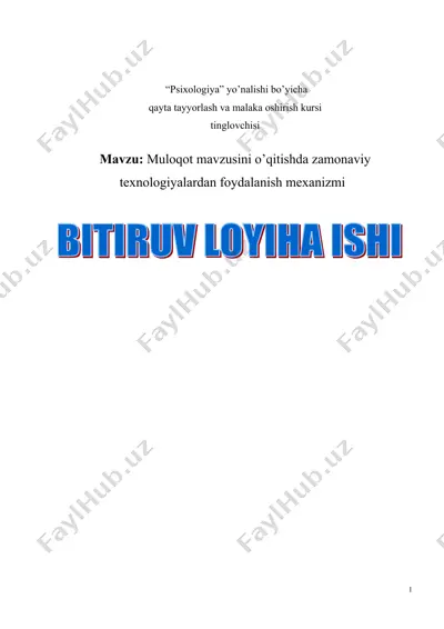 muloqot mavzusini o’qitishda zamonaviy texnologiyalardan foydalanish mexanizmi — DOC