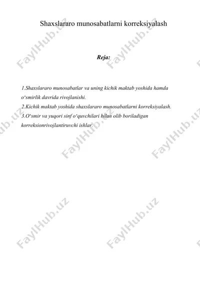 shaxslararo munosabatlarni korreksiyalash — DOC