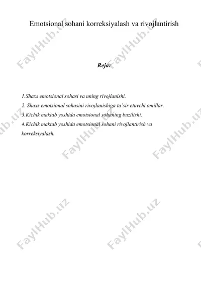 emotsional sohani korreksiyalash va rivojlantirish — DOC