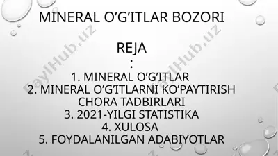 mineral o’g’itlar bozori — PPTX