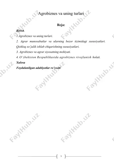 agrobiznes va uning turlari — DOCX