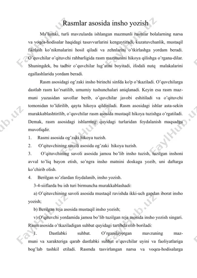 rasmlar asosida insho yozish — DOC