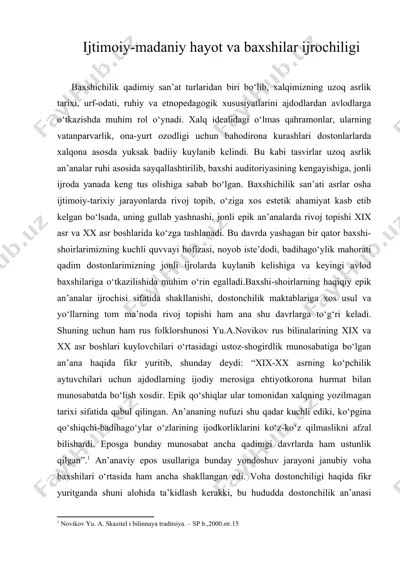 ijtimoiy-madaniy hayot va baxshilar ijrochiligi — DOC