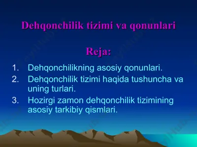 dehqonchilik tizimi va qonunlari — PPT