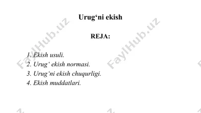 urug‘ni ekish — PPTX