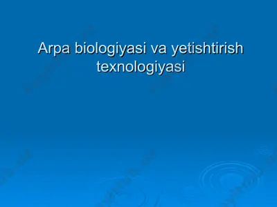 arpa biologiyasi va yetishtirish texnologiyasi — PPT
