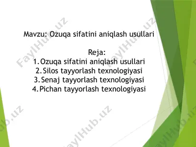 ozuqa sifatini aniqlash usullari — PPTX