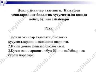 донли экинлар аҳамияти.  кузги дон экинларининг биологик хусусияти ва қишда нобуд бўлиш сабаблари — PPT