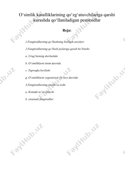 o‘simlik kasalliklarining qo‘zg‘atuvchilariga qarshi kurashda qo‘llaniladigan pestitsidlar — DOC