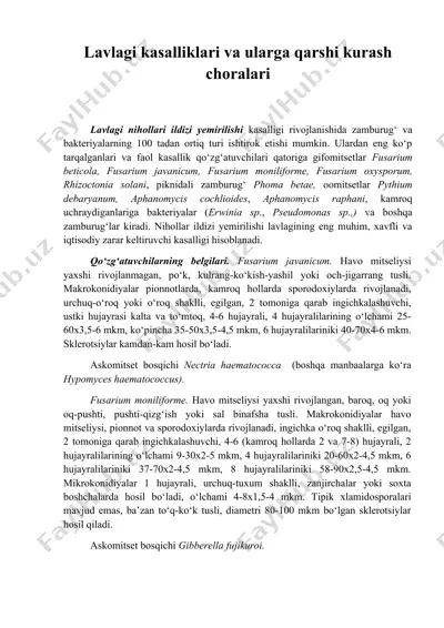 lavlagi kasalliklari va ularga qarshi kurash choralari — DOC