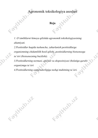 agronomik toksikologiya asoslari — DOC