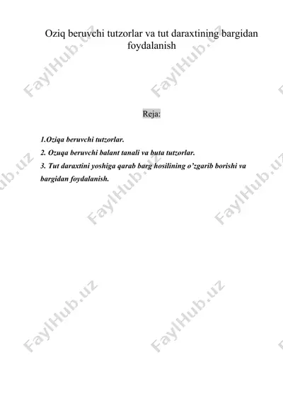 oziq beruvchi tutzorlar va tut daraxtining bargidan foydalanish — DOC