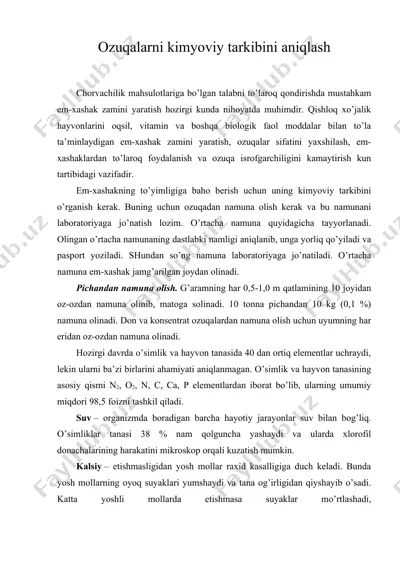 ozuqalarni kimyoviy tarkibini aniqlash — DOC