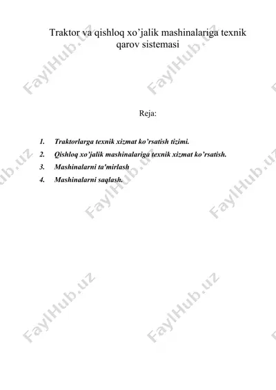 traktor va qishloq xo’jalik mashinalariga texnik qarov sistemasi — DOC