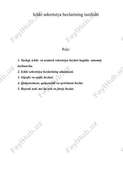 ichki sekretsiya bezlarining tuzilishi — DOC