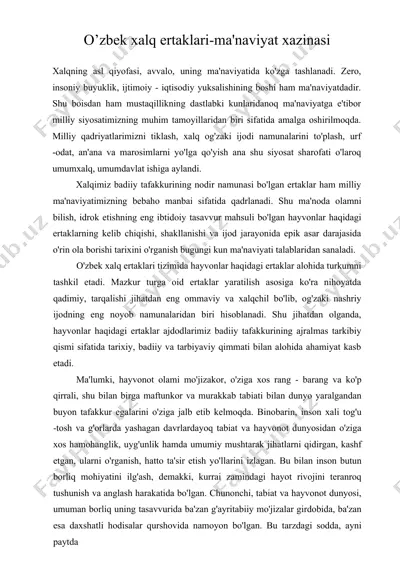 o’zbek xalq ertaklari-ma'naviyat xazinasi — DOC
