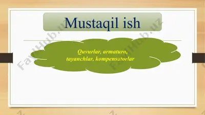 quvurlar, armatura, tayanchlar, kompensatorlar — PPTX