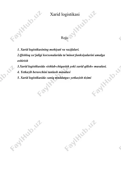 xarid logistikasi — DOC