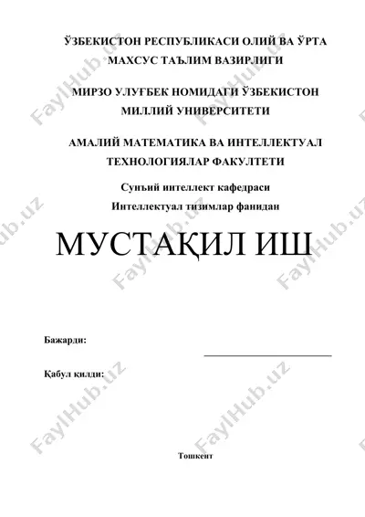 хатоликни тескари тарқалишига асосланган нейрон тўрлари. нейрон тўрларининг шаффофлиги ва  интуитв қарор қабул қилиш — DOCX
