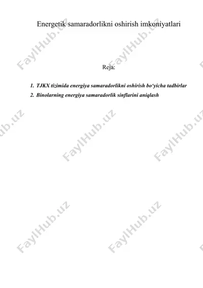 energetik samaradorlikni oshirish imkoniyatlari — DOC