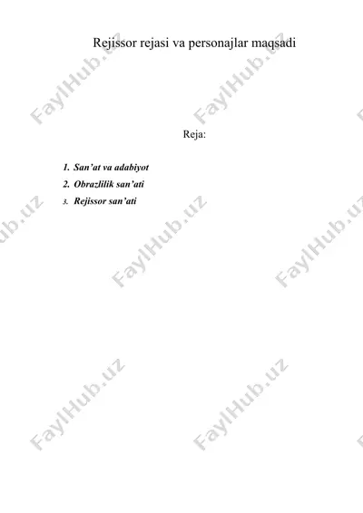 rejissor rejasi va personajlar maqsadi — DOC
