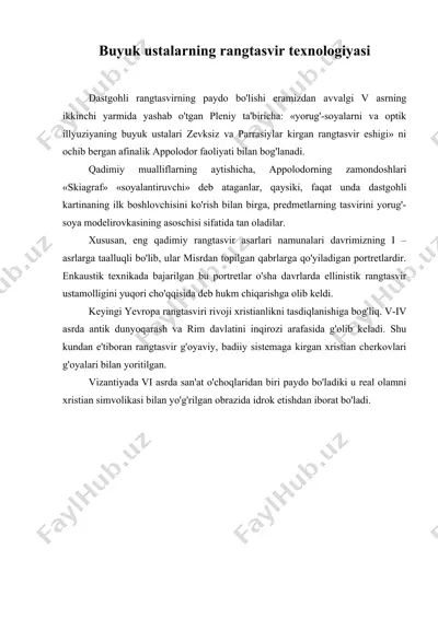 buyuk ustalarning rangtasvir texnologiyasi — DOC