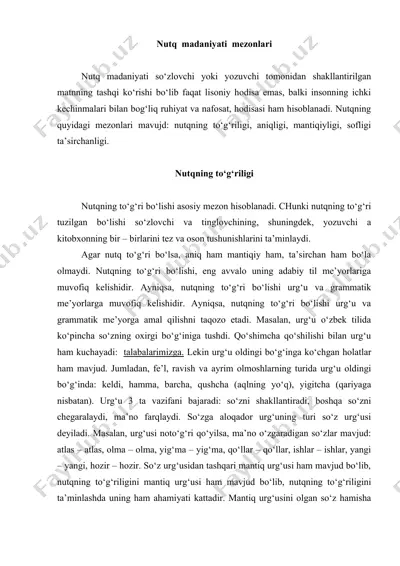 nutq madaniyati mezonlari — DOC