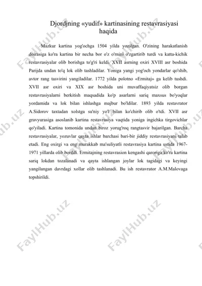 djordjning yudif kartinasining restavrasiyasi haqida — DOC