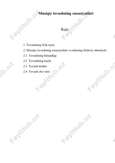 musiqiy tovushning xususiyatlari — DOC