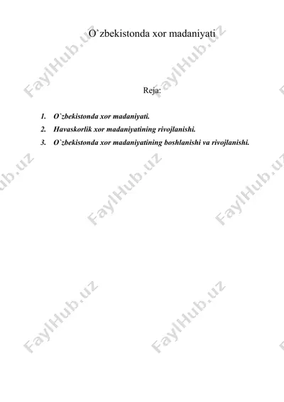 o`zbekistonda xor madaniyati — DOC
